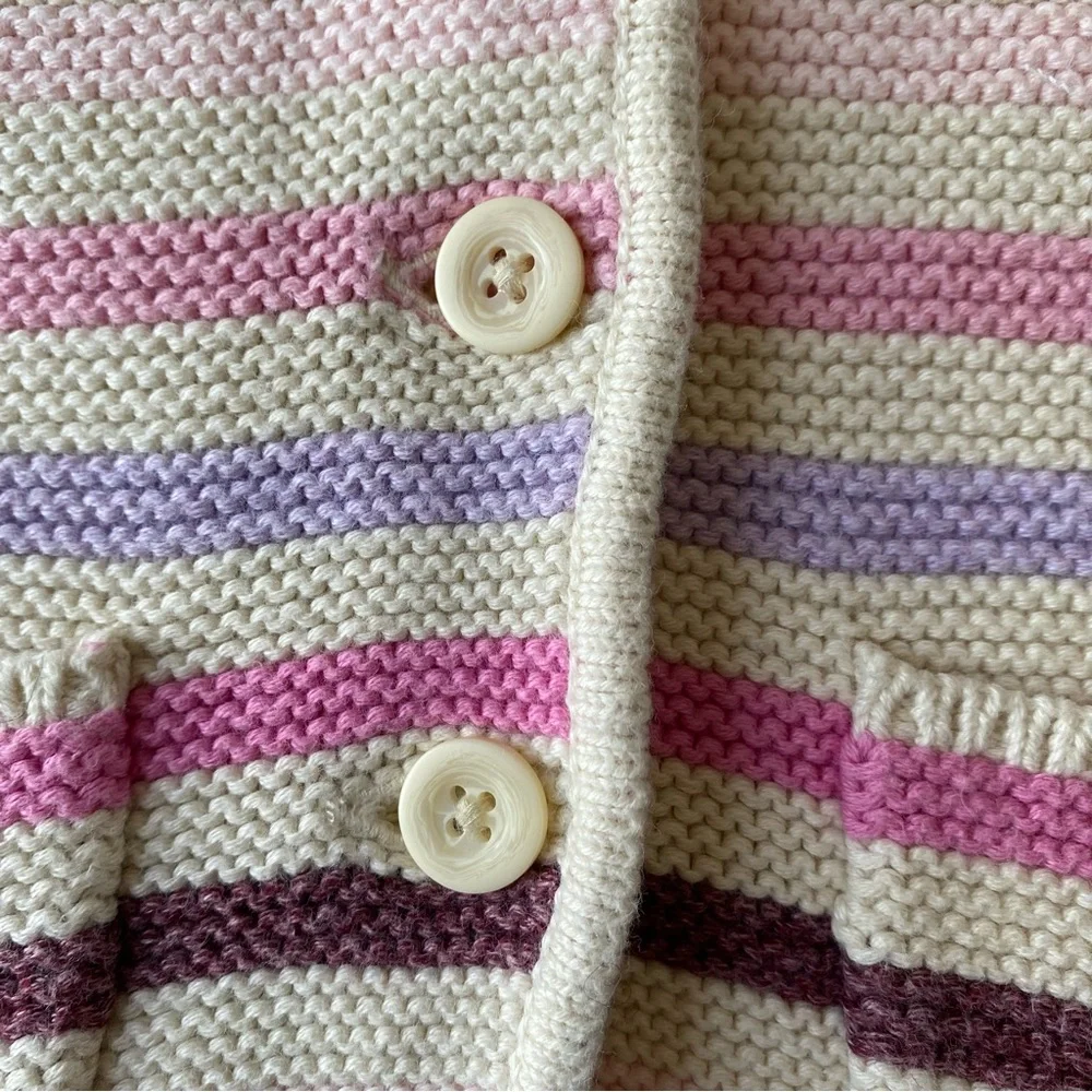 GAP Baby Kids Sweater Hoodie Cardigan Knit Button Down Cotton Pink Purple 12 18